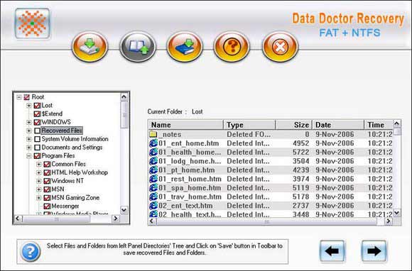 Screenshot of Windows Vista Partition Files Restore